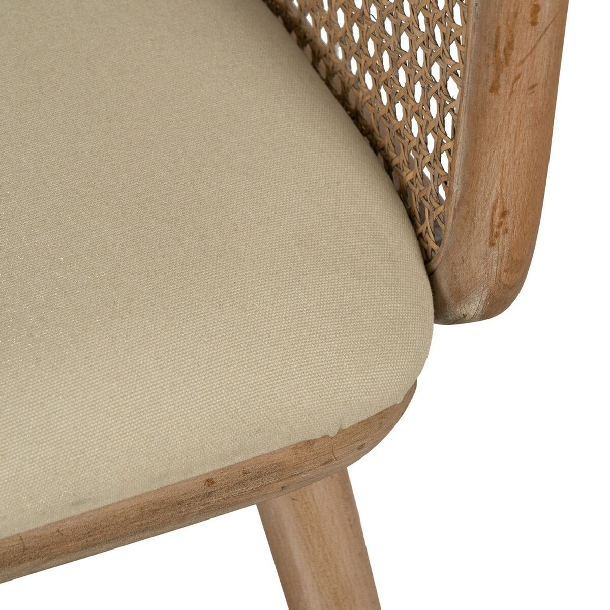 Dining Chair Beige Natural Rubber wood Cotton Polyester 59 x 47 x 81 cm-2