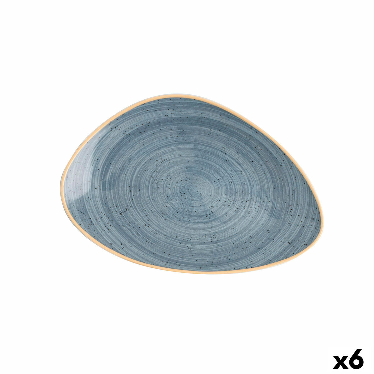 Flat Plate Ariane Terra Triangular Blue Ceramic Ø 29 cm (6 Units)-0