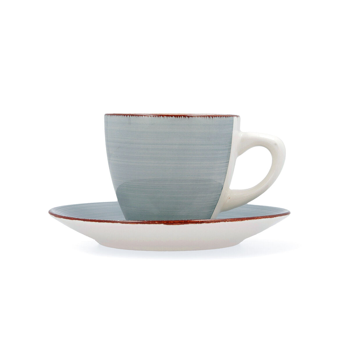 Set of Mugs with Saucers Quid Vita Morning Blue Ceramic (4 Pieces) (6 Units)-2