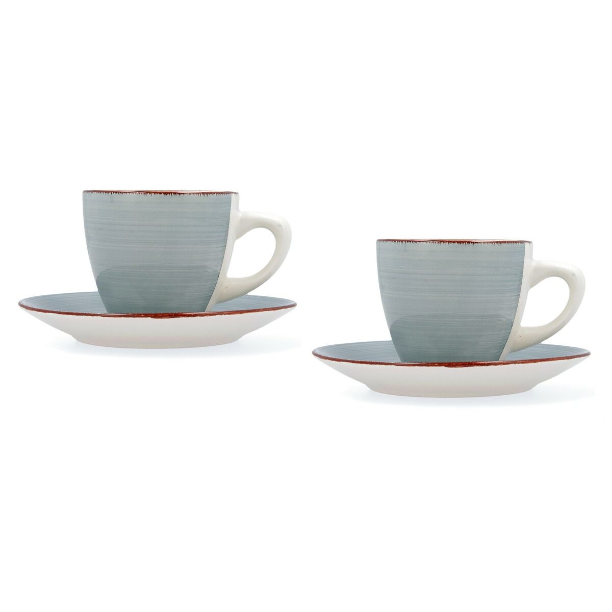 Set of Mugs with Saucers Quid Vita Morning Blue Ceramic (4 Pieces) (6 Units)-1