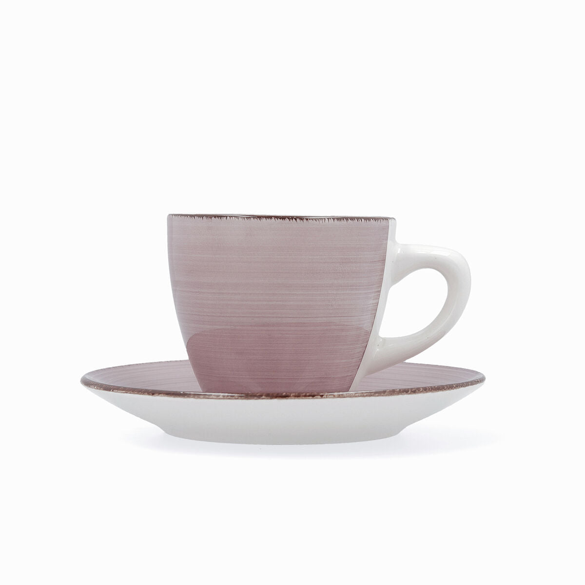 Set of Mugs with Saucers Quid Vita Morning Pink Ceramic (4 Pieces) (6 Units)-2