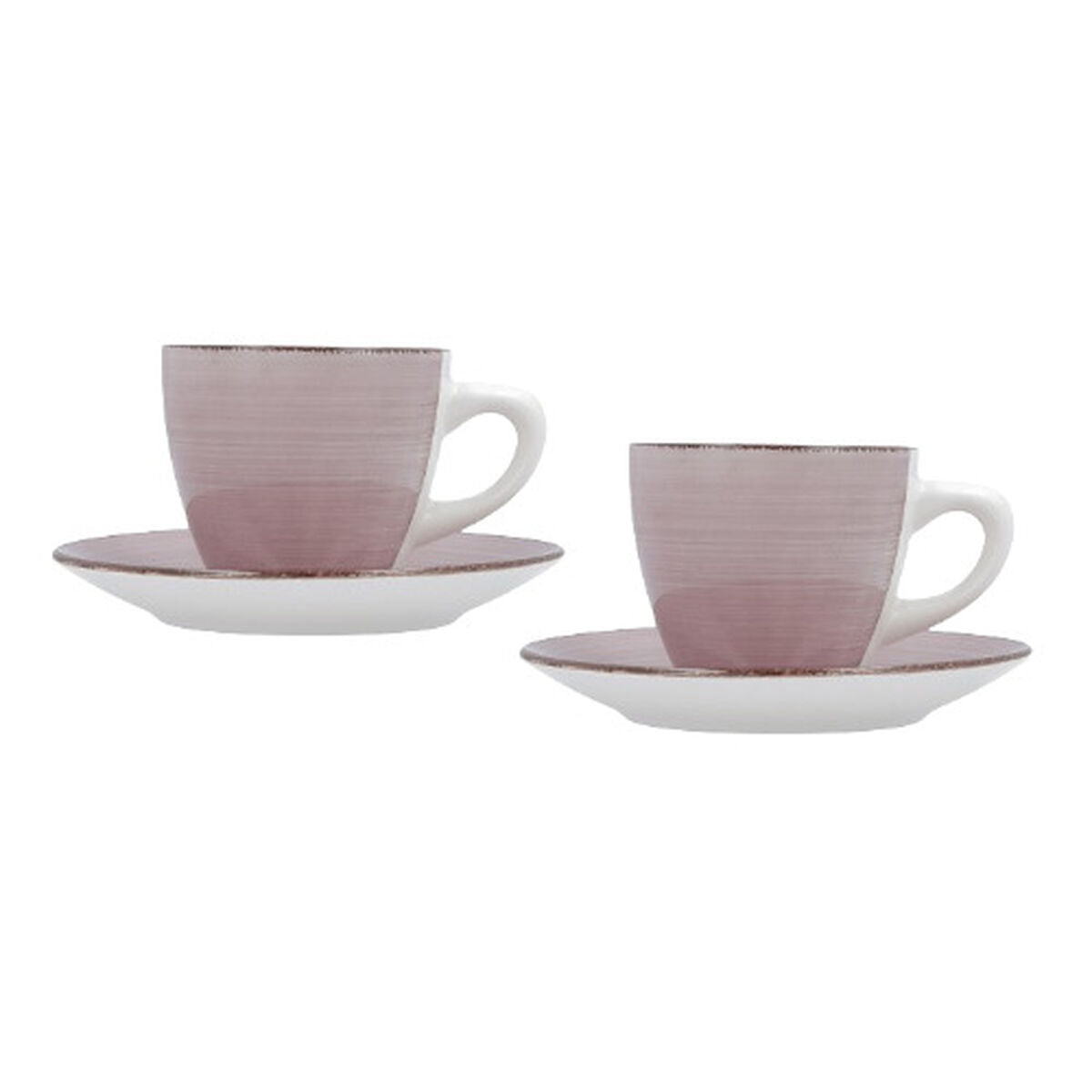Set of Mugs with Saucers Quid Vita Morning Pink Ceramic (4 Pieces) (6 Units)-1