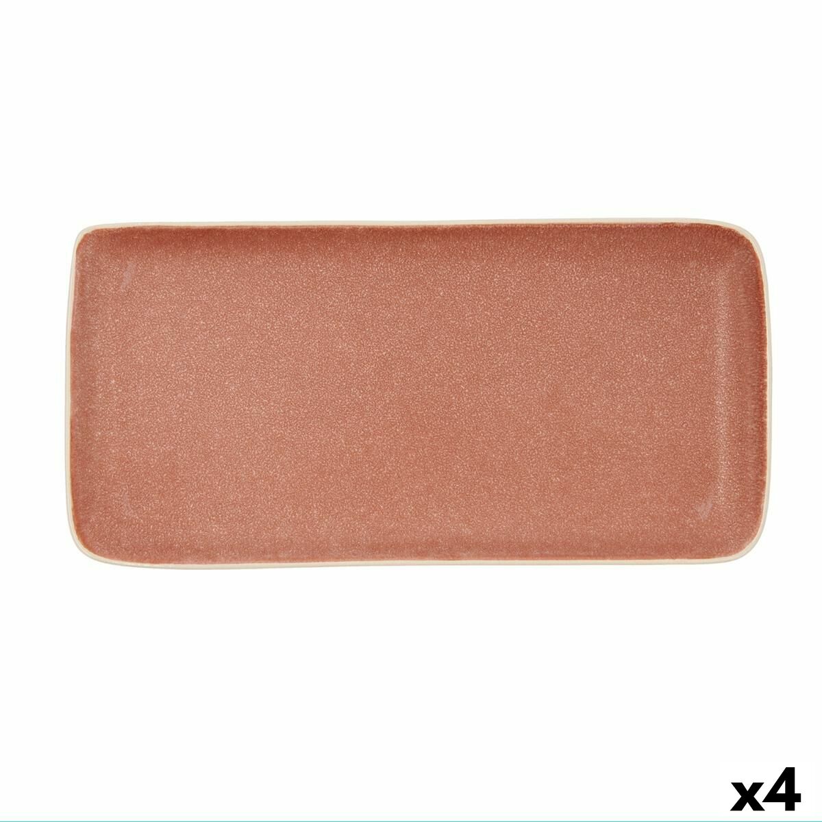 Snack tray Bidasoa Gio Brown Ceramic Rectangular 28 x 14 cm (4 Units)-0