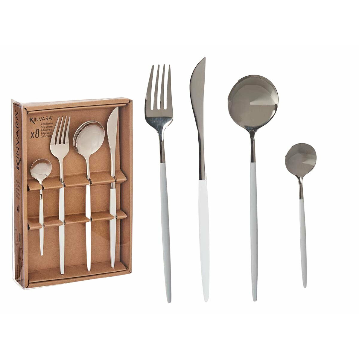 Cutlery Set White Silver Stainless steel (12 Units)-1
