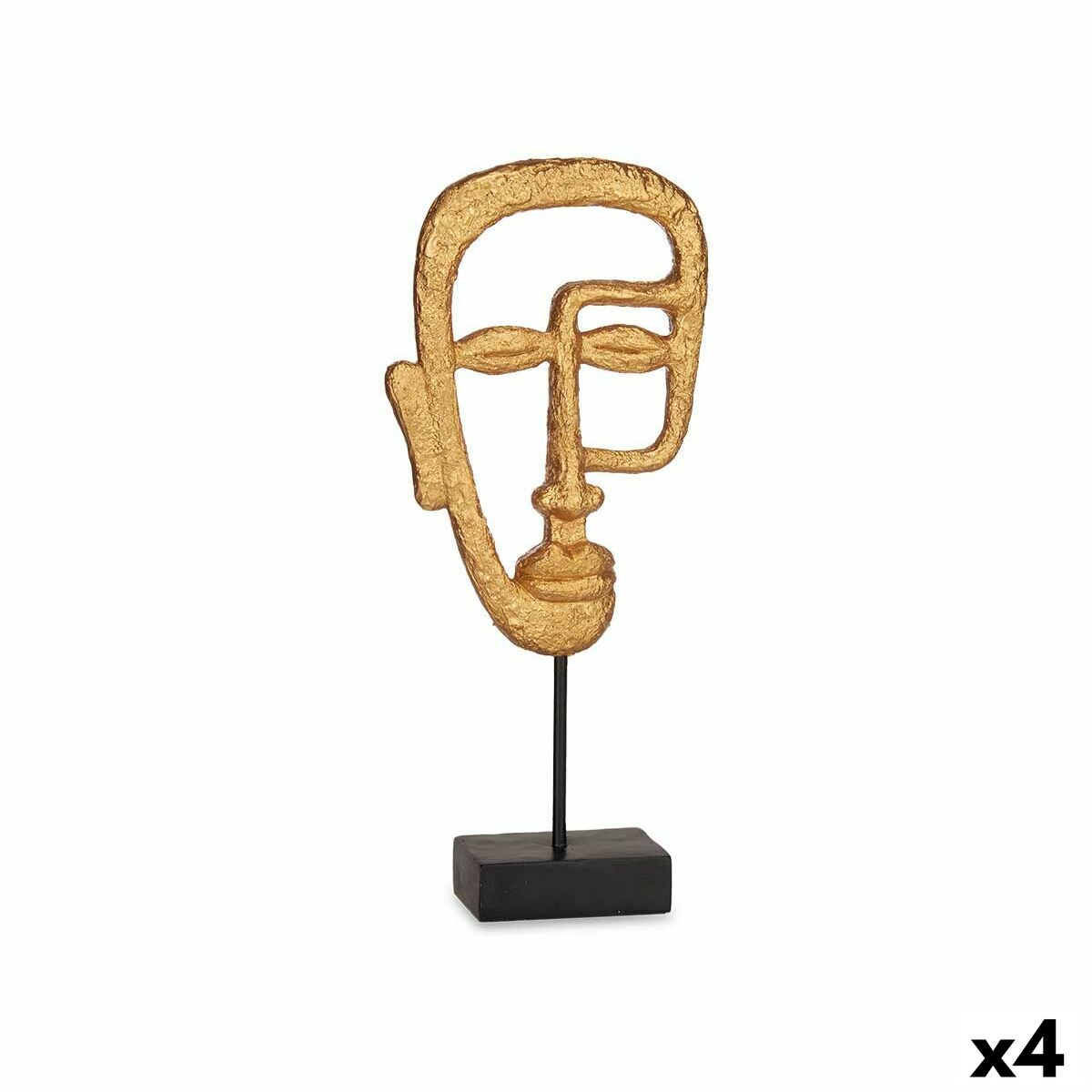 Decorative Figure Face Golden 19,5 x 38 x 10,5 cm (4 Units)-0