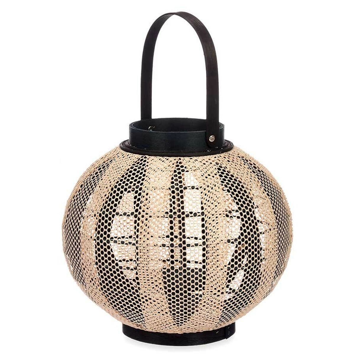 Candleholder Lantern With handle Beige Wood Cloth 30 x 30 x 30 cm (2 Units)-1