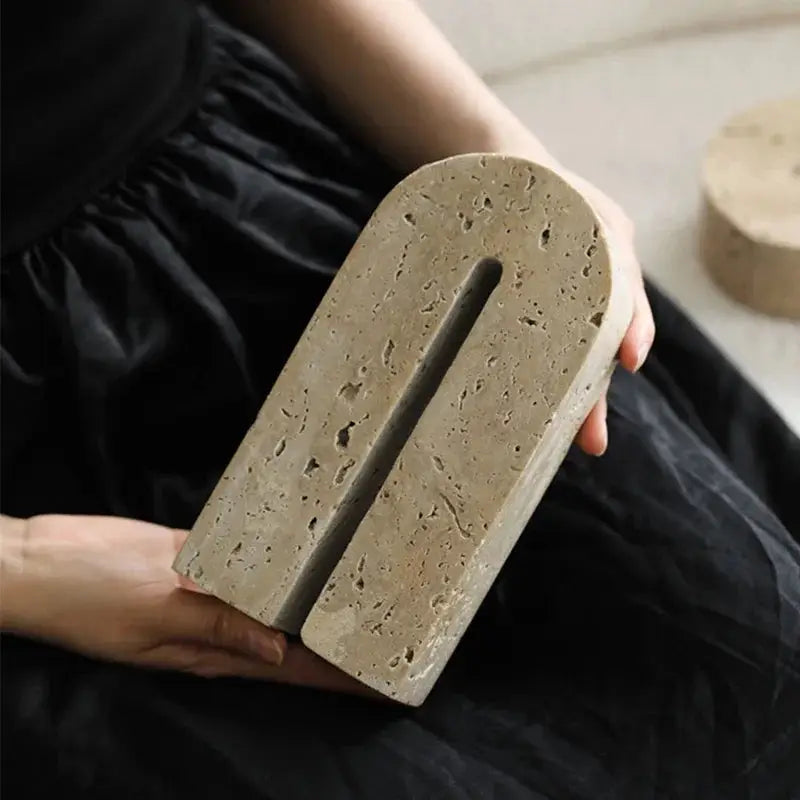 Vintage Travertine Bookends-4