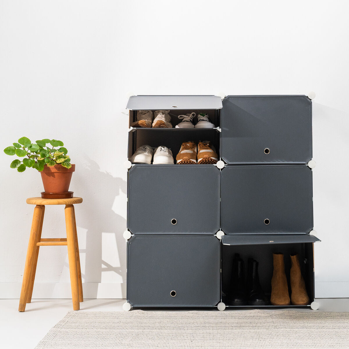 Portable Modular Shoe Cabinet InnovaGoods Grey-0
