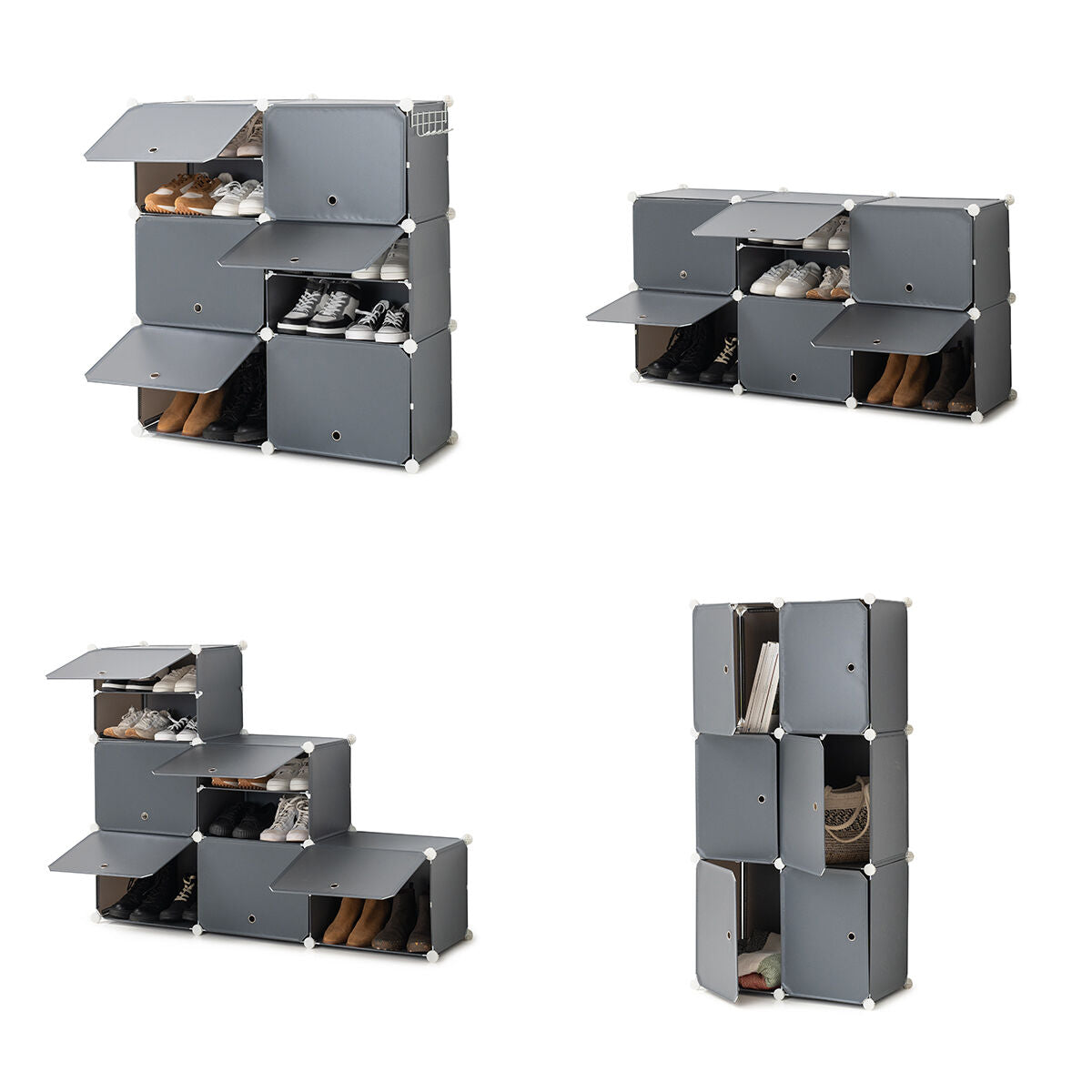 Portable Modular Shoe Cabinet InnovaGoods Grey-8