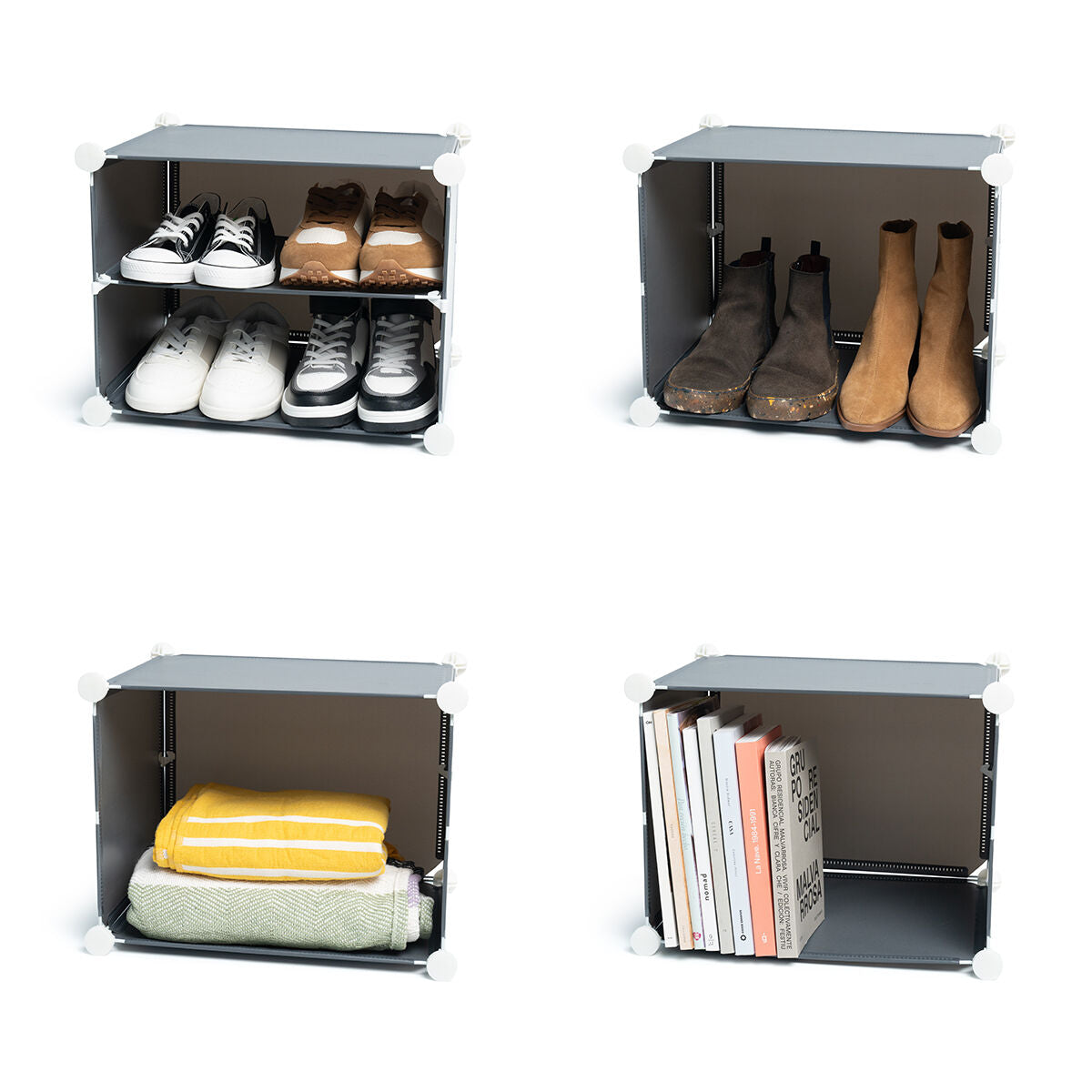 Portable Modular Shoe Cabinet InnovaGoods Grey-4
