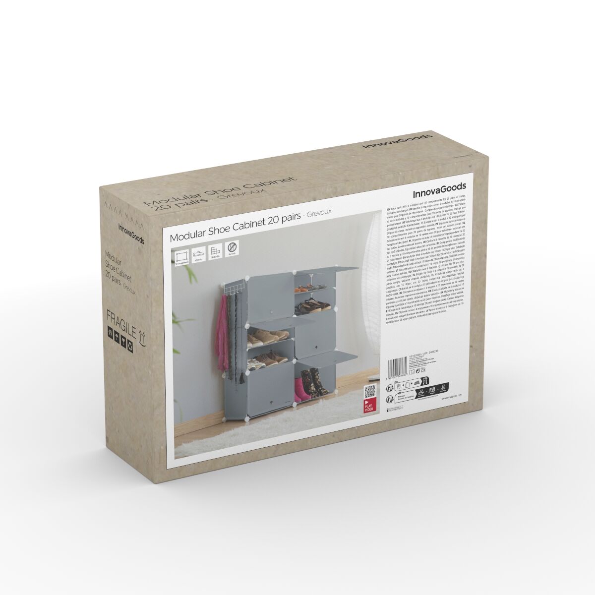 Portable Modular Shoe Cabinet InnovaGoods Grey-3