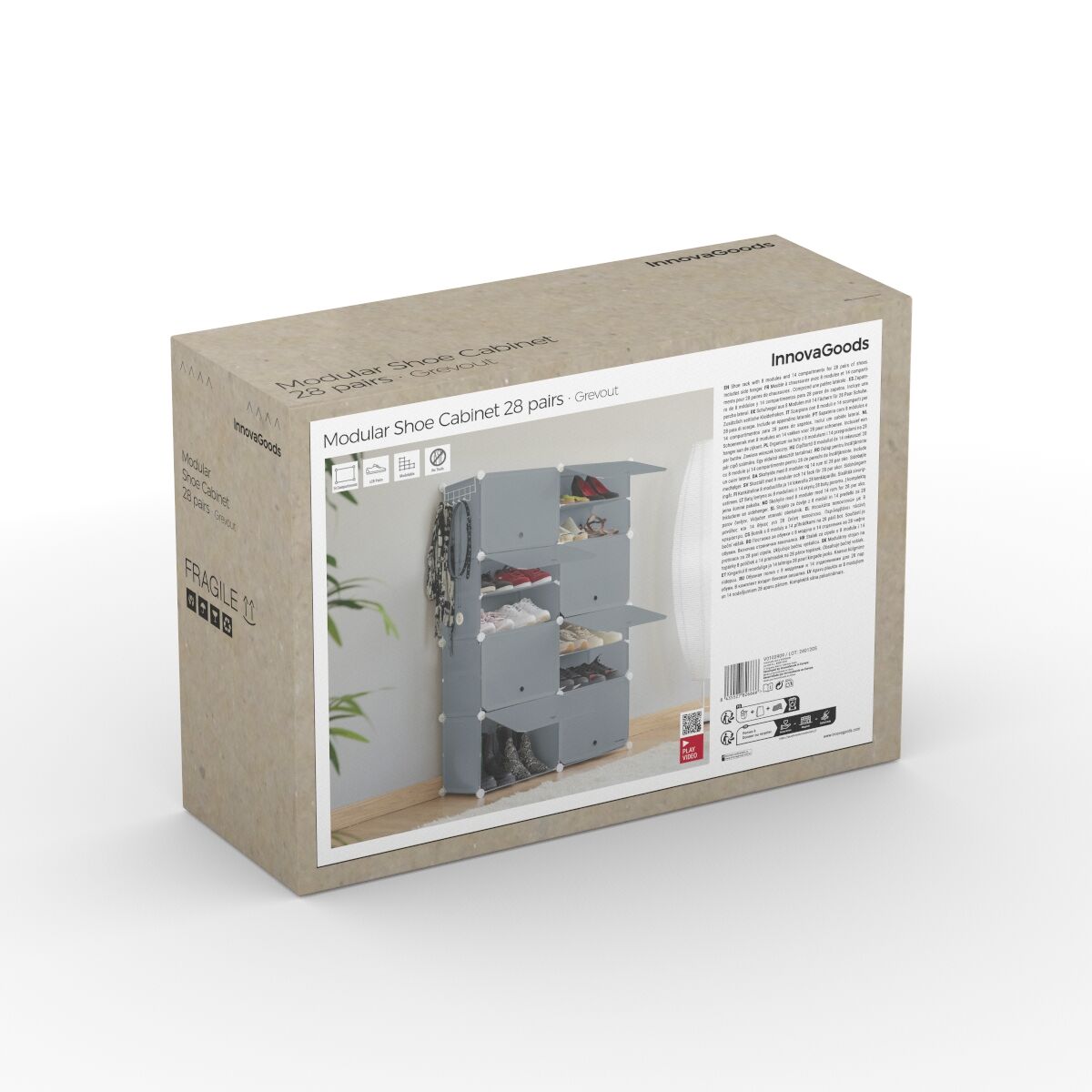 Portable Modular Shoe Cabinet InnovaGoods Grey-2