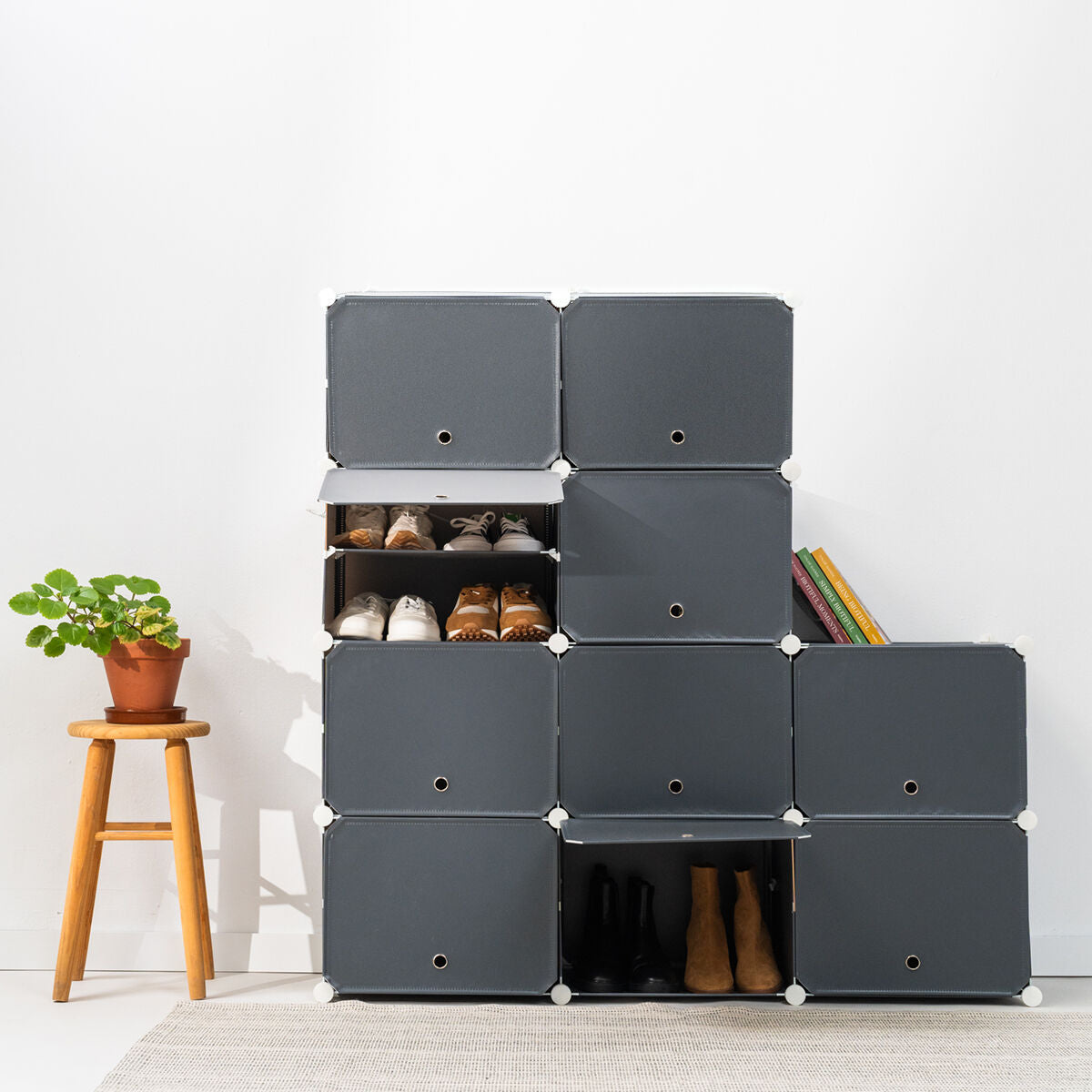 Portable Modular Shoe Cabinet InnovaGoods Grey-16