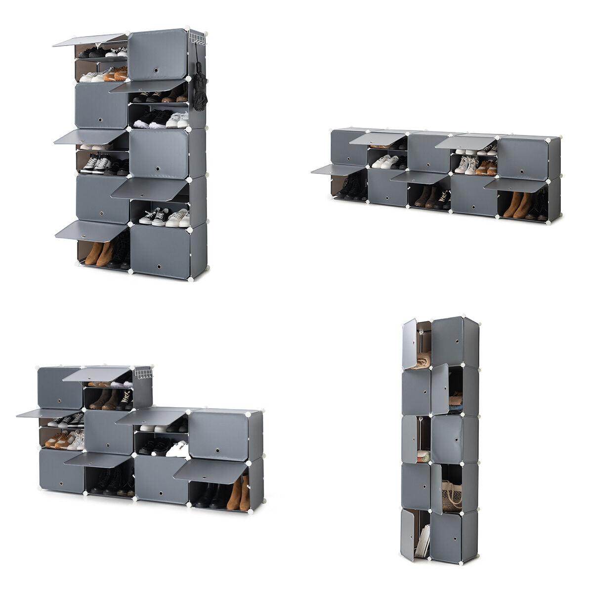 Portable Modular Shoe Cabinet InnovaGoods Grey-6