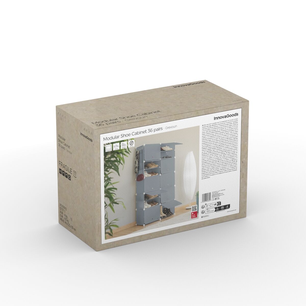 Portable Modular Shoe Cabinet InnovaGoods Grey-1