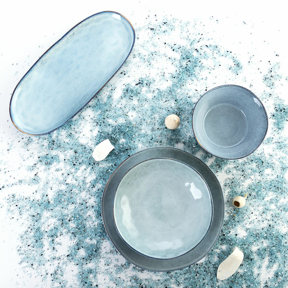Serving Platter Quid Boreal Blue Ceramic 28 x 14 cm (4 Units) (Pack 4x)-1