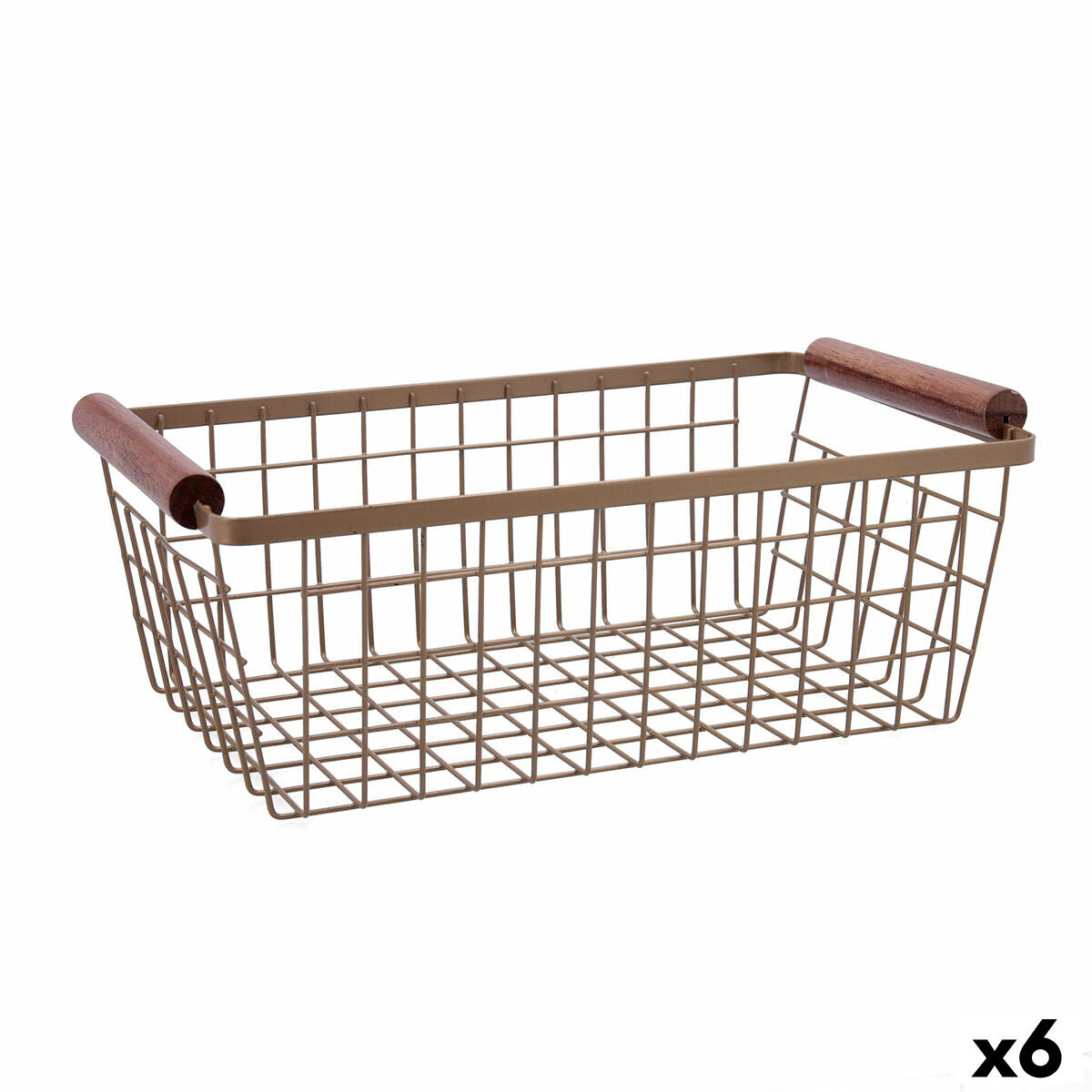 Multi-purpose basket Bidasoa Tiara Steel Copper 32 x 26 x 8 cm (6 Units)-0