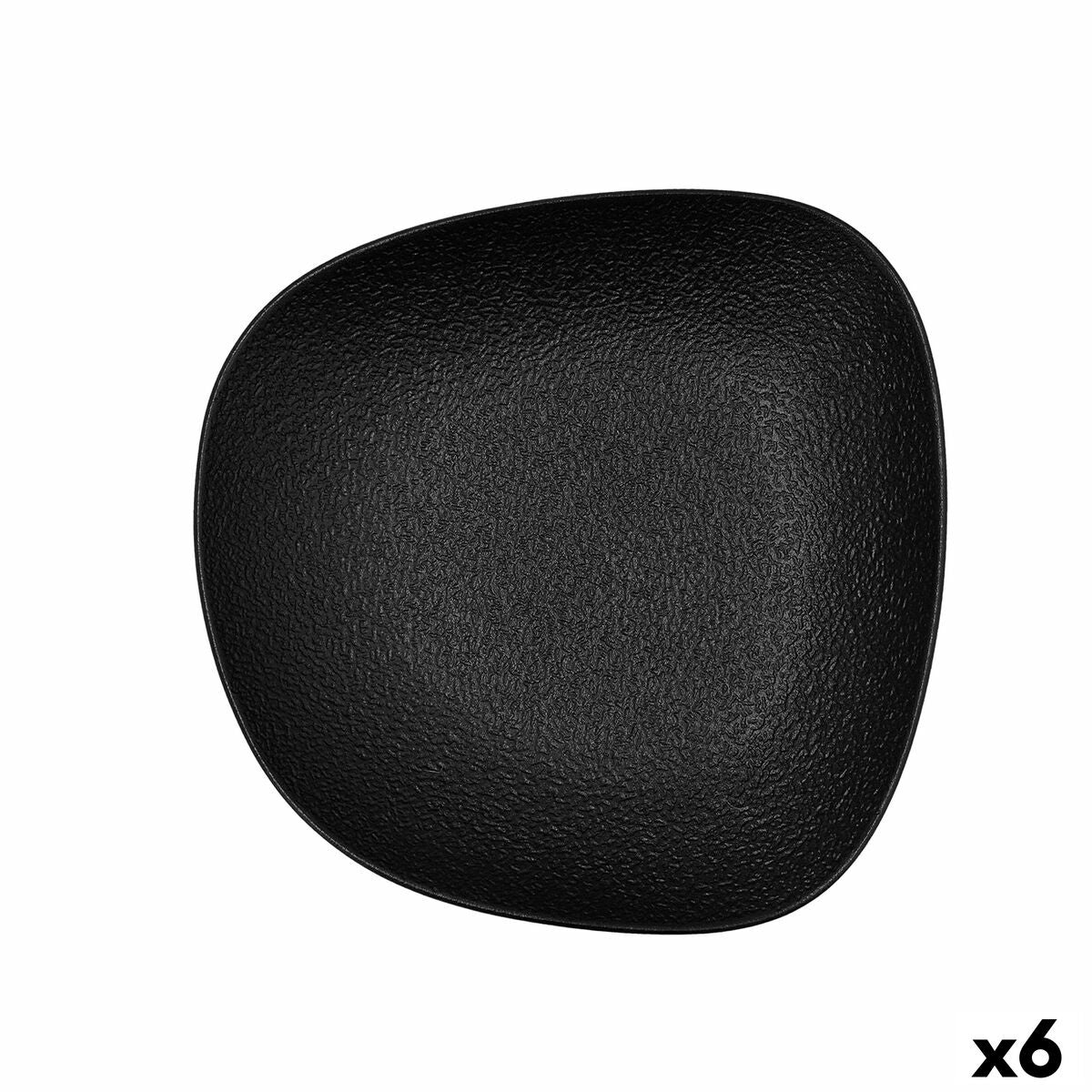 Deep Plate Bidasoa Fosil Black Ceramic Squared 21,9 x 21,7 x 4,8 cm (6 Units)-0