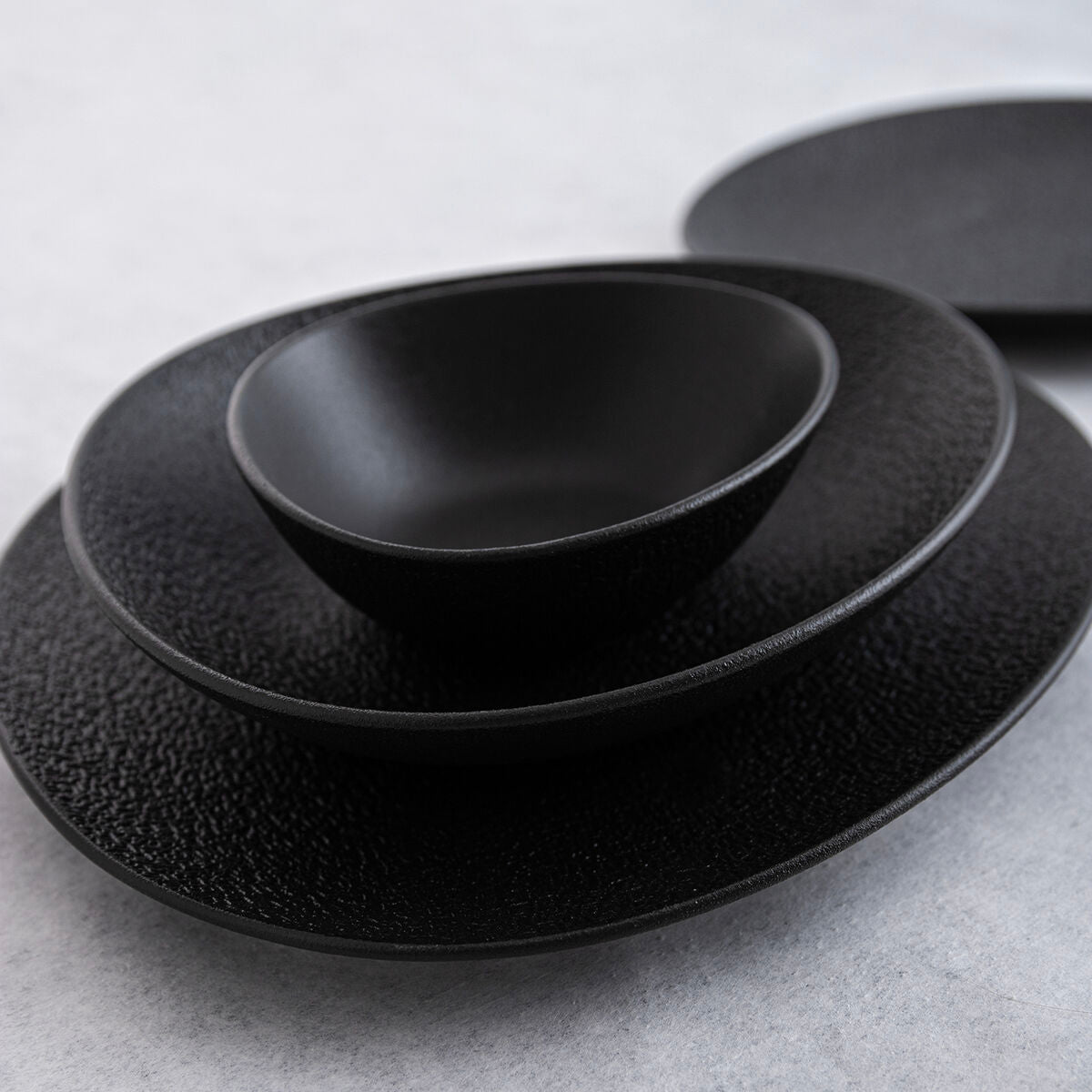 Deep Plate Bidasoa Fosil Black Ceramic Oval 22 x 19,6 x 4,5 cm (6 Units)-3