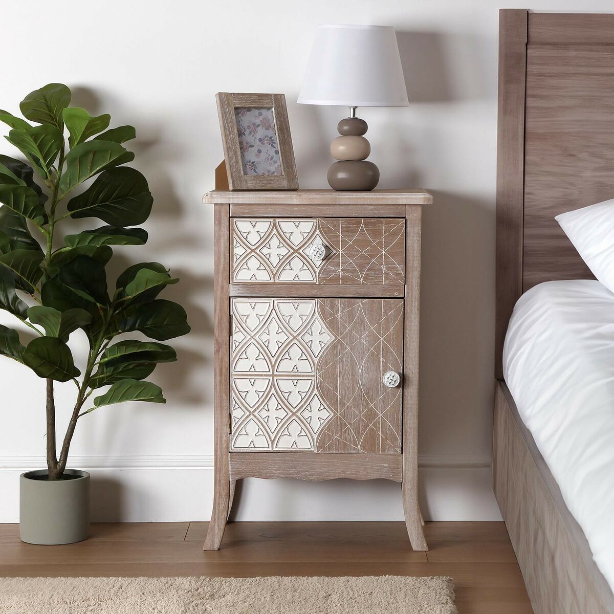 Nightstand Versa Lyra Paolownia wood MDF Wood 30 x 70 x 45 cm-4