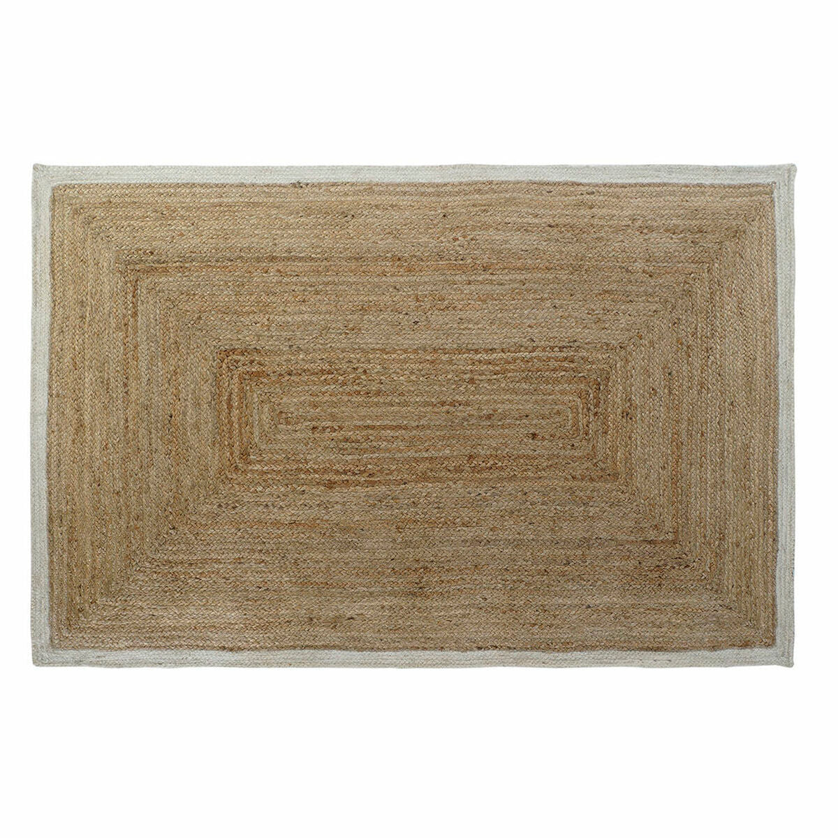 Carpet DKD Home Decor Scandi Polyester Cotton White Light brown Jute 120 x 180 x 1 cm-0