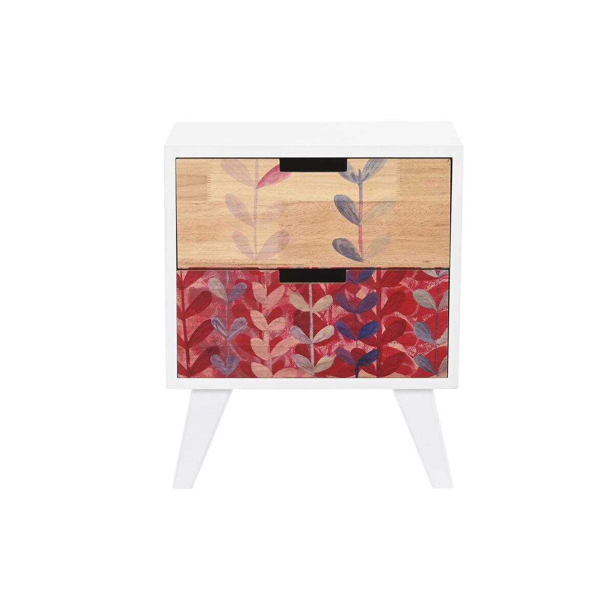 Nightstand DKD Home Decor Natural White Natural rubber Maroon Paolownia wood 40 x 30 x 48 cm-1
