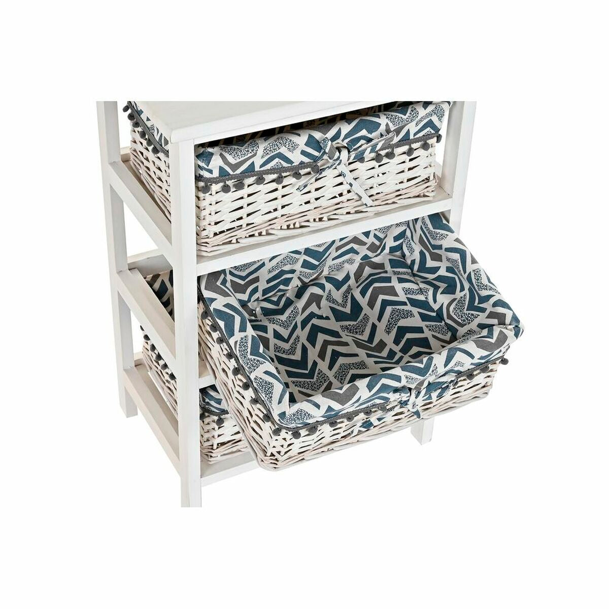 Chest of drawers DKD Home Decor Blue White wicker Paolownia wood 40 x 29 x 59 cm-4
