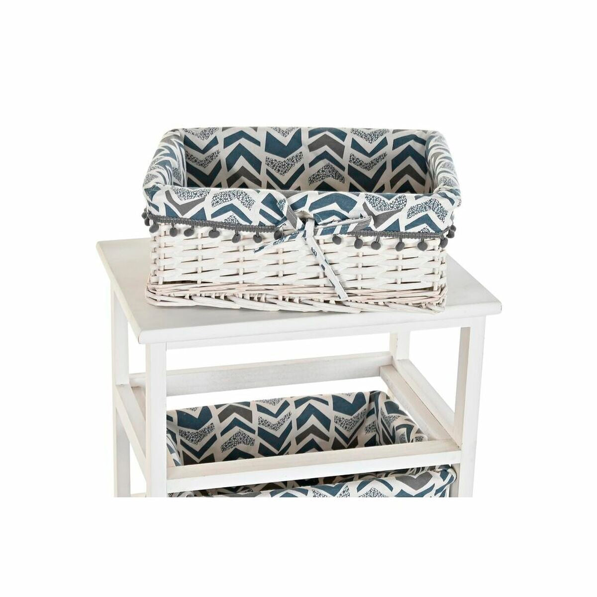 Chest of drawers DKD Home Decor Blue White wicker Paolownia wood 40 x 29 x 59 cm-2