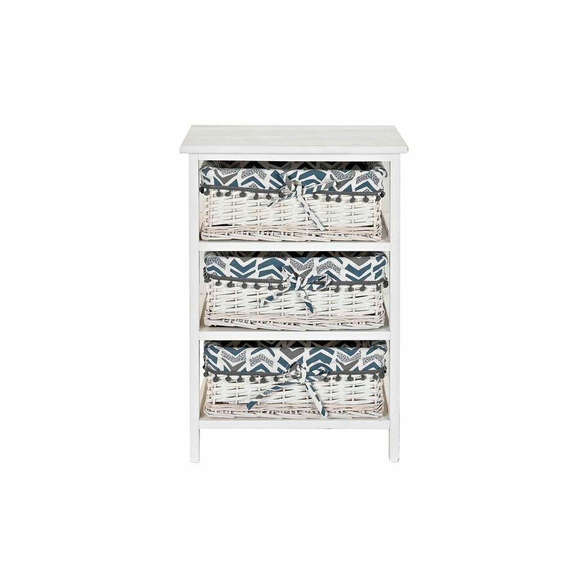 Chest of drawers DKD Home Decor Blue White wicker Paolownia wood 40 x 29 x 59 cm-1