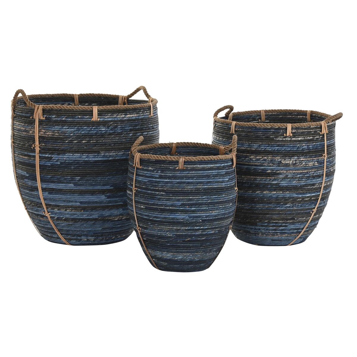 Basket set DKD Home Decor Navy Blue 56 x 56 x 60 cm-0