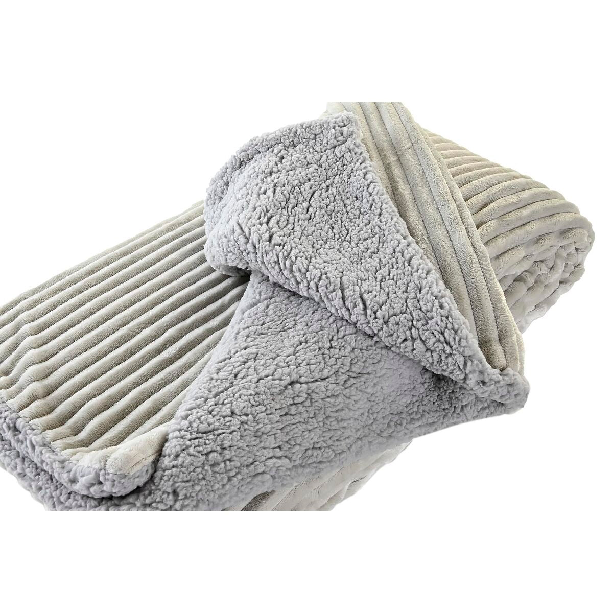 Blanket DKD Home Decor Beige Dark grey Moutain 150 x 200 x 2 cm-1