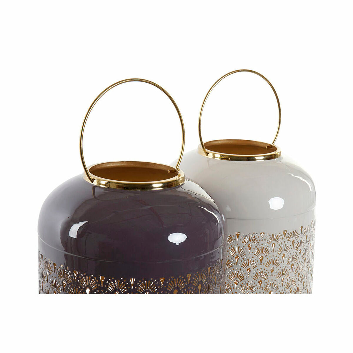 Candleholder DKD Home Decor Beige Aluminium 24 x 24 x 57 cm Light mauve (2 Units)-2