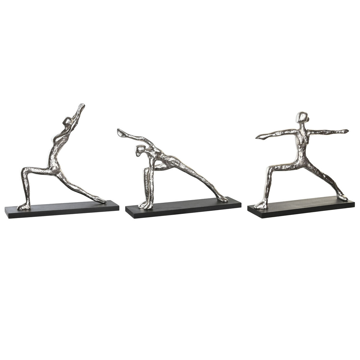 Decorative Figure DKD Home Decor 33 x 10 x 35 cm Silver Black Indian Man Yoga (3 Units)-0