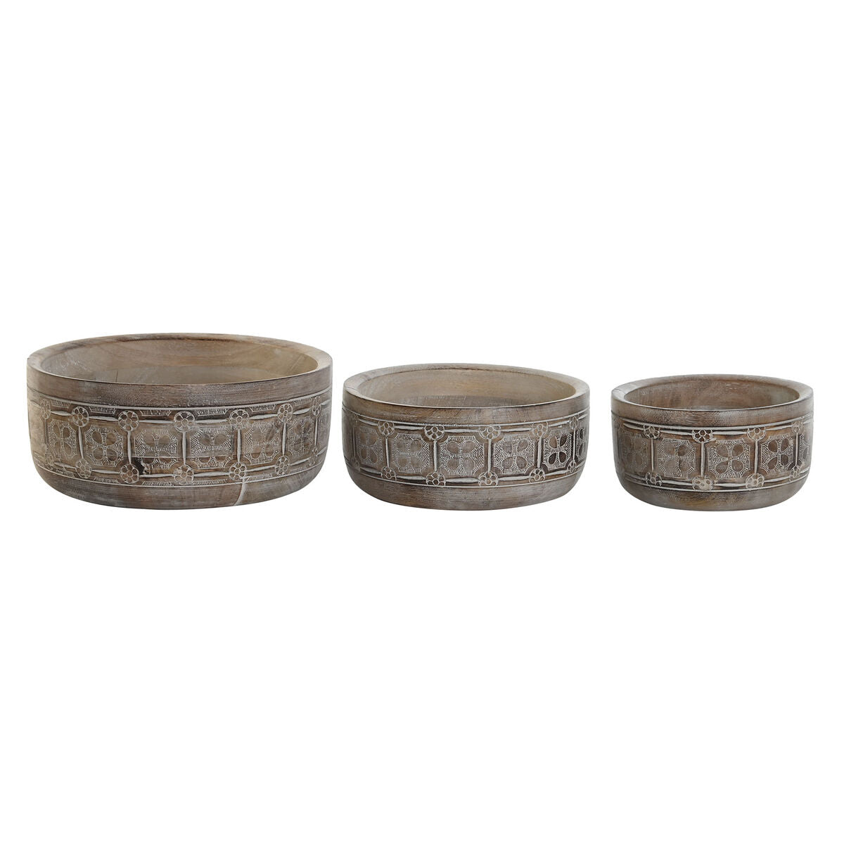 Centerpiece DKD Home Decor White Natural Indian Man 30,5 x 30,5 x 12,7 cm (3 Pieces)-0