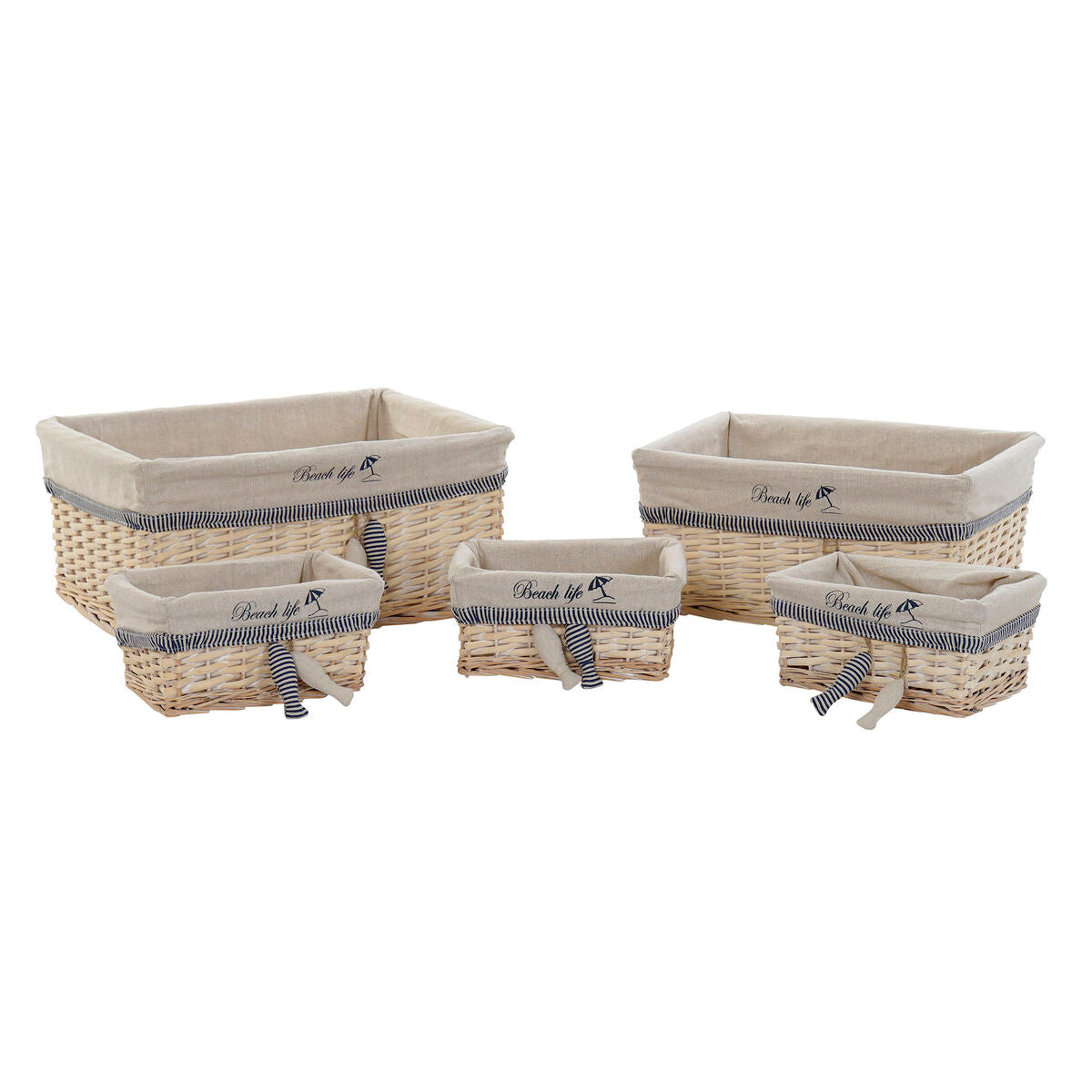 Basket set DKD Home Decor 48 x 38 x 13 cm Polyester Spirals (5 Units)-0