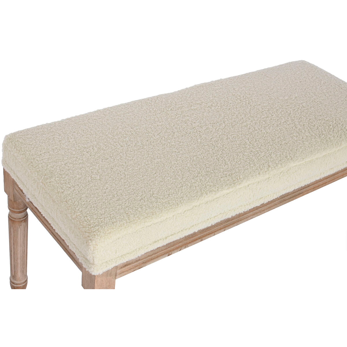 Bench Home ESPRIT White Natural Polyester Rubber wood 100 x 38 x 43 cm-4