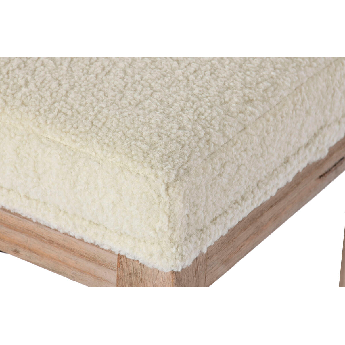 Bench Home ESPRIT White Natural Polyester Rubber wood 100 x 38 x 43 cm-3