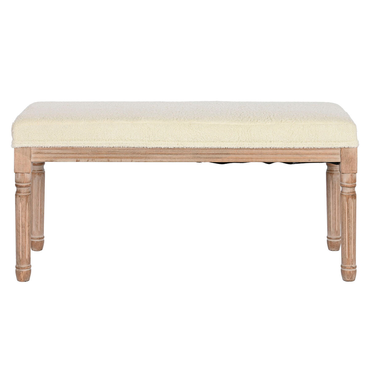Bench Home ESPRIT White Natural Polyester Rubber wood 100 x 38 x 43 cm-1