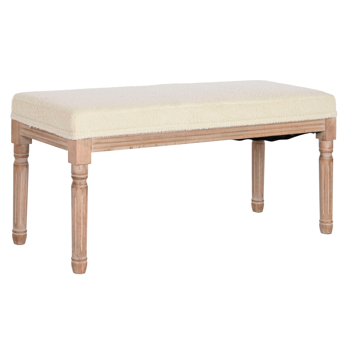 Bench Home ESPRIT White Natural Polyester Rubber wood 100 x 38 x 43 cm-0