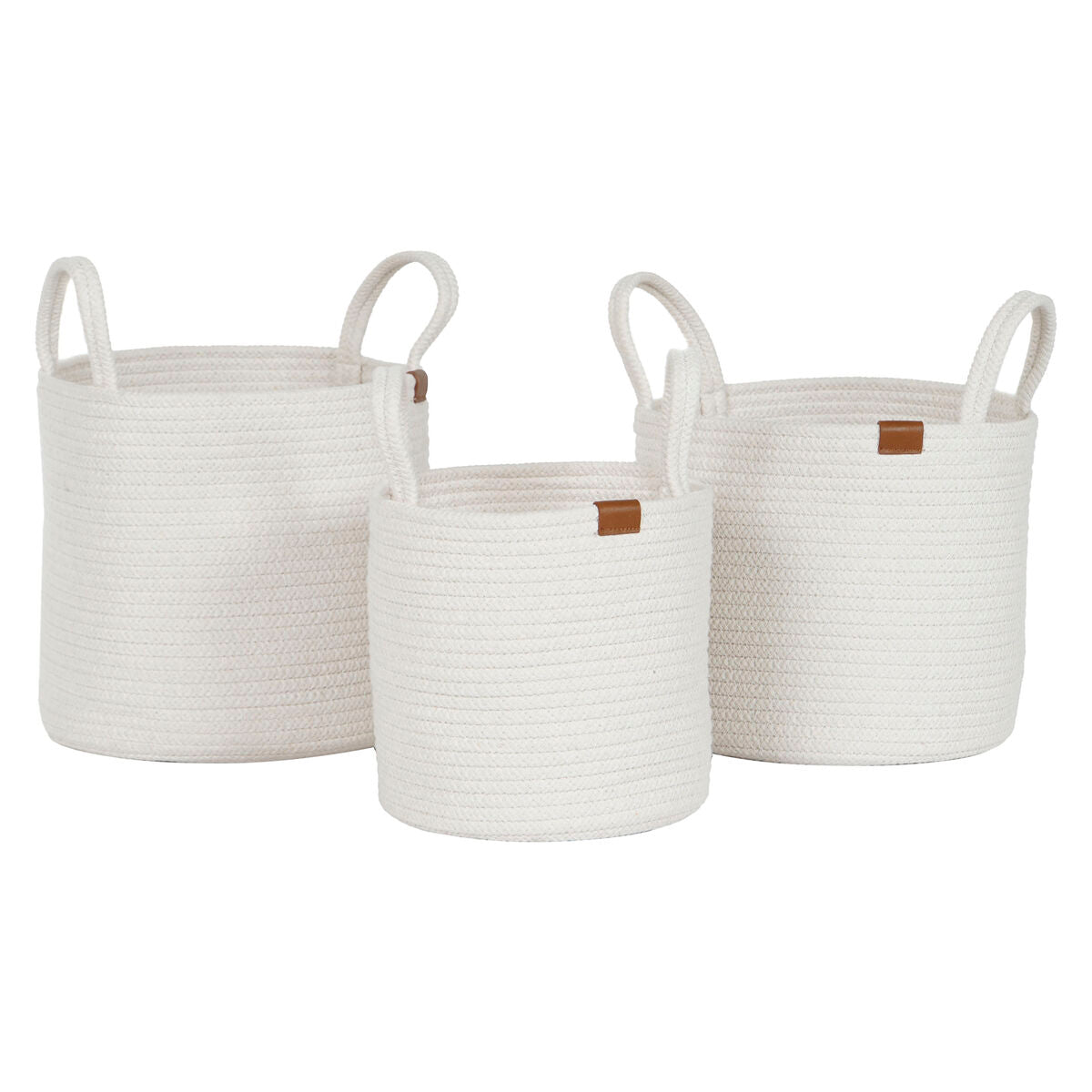 Basket set Home ESPRIT White Modern 30 x 30 x 28 cm (3 Pieces)-0