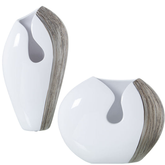 Set of 2 Vases Alexandra House Living White Silver Ceramic-0