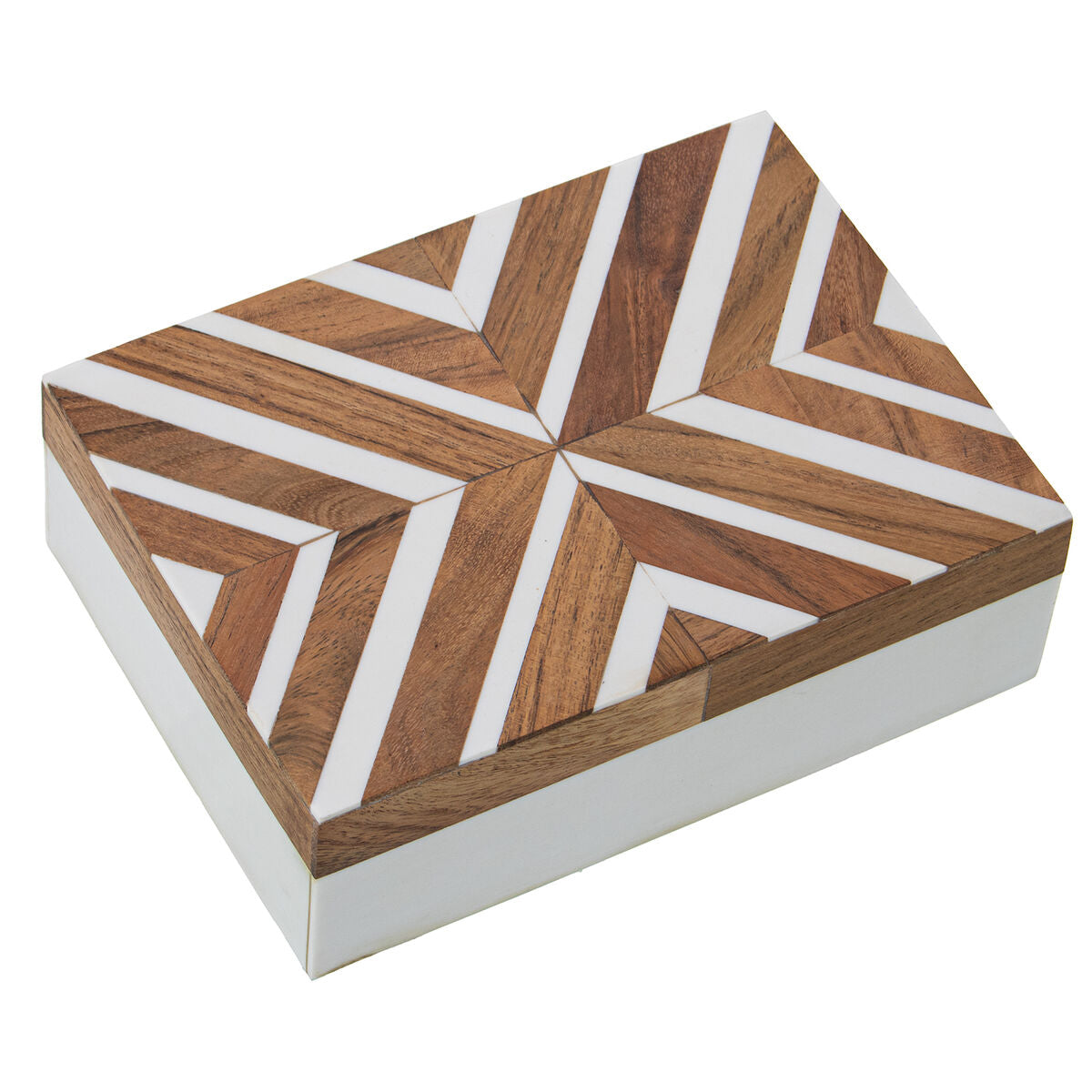 Jewelry box Alexandra House Living White Brown Plastic 18 x 6 x 13 cm-0