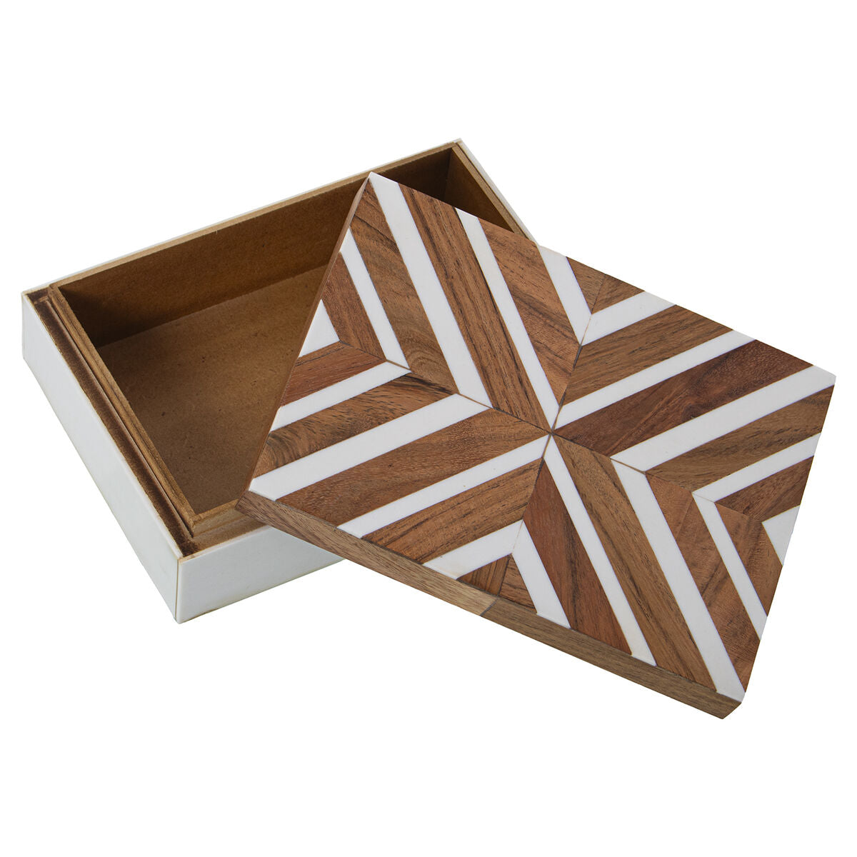 Jewelry box Alexandra House Living White Brown Plastic 18 x 6 x 13 cm-4
