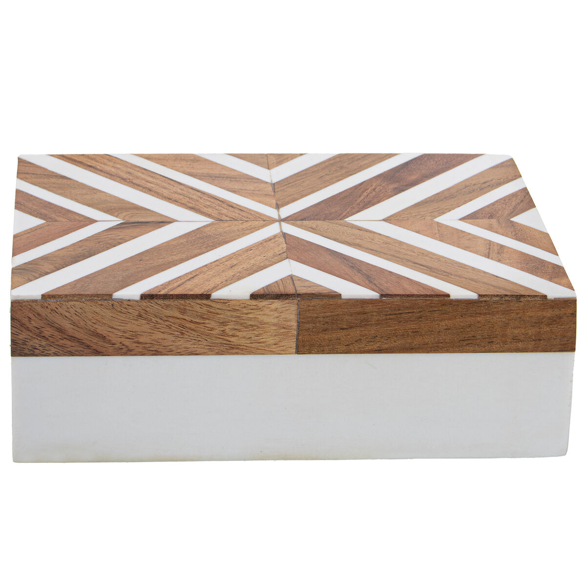 Jewelry box Alexandra House Living White Brown Plastic 18 x 6 x 13 cm-2