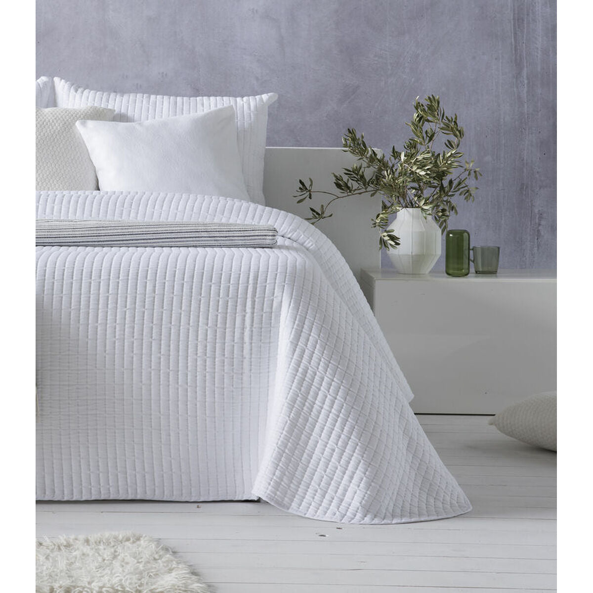 Bedspread (quilt) Hosteline AGNES White Single (1 Piece)-0