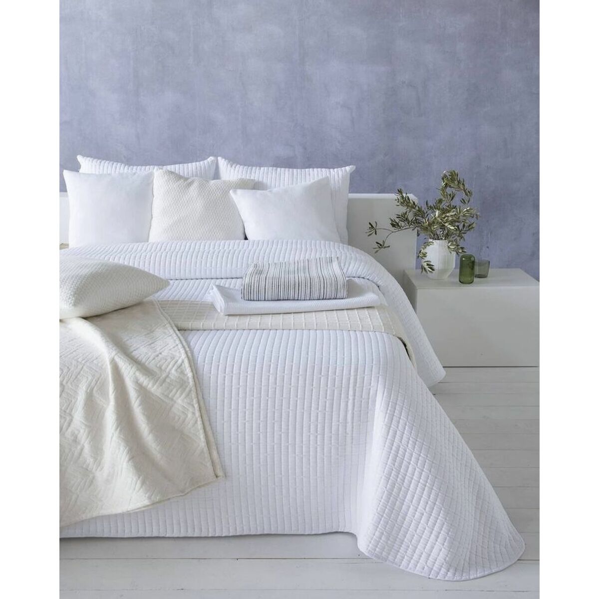Bedspread (quilt) Hosteline AGNES White King size (1 Piece)-0