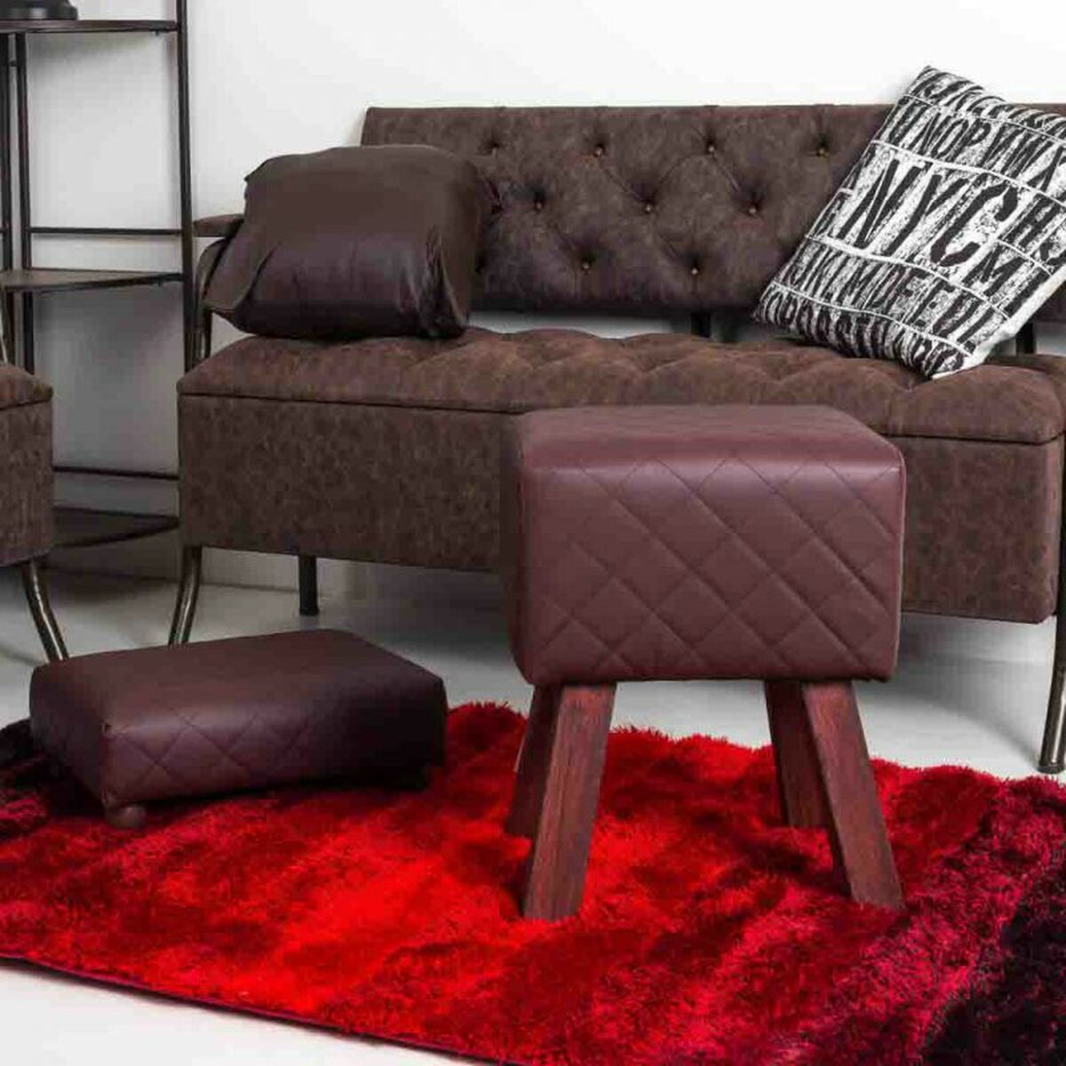 Stool Alexandra House Living PVC MDF Wood 30 x 47 x 36 cm-5