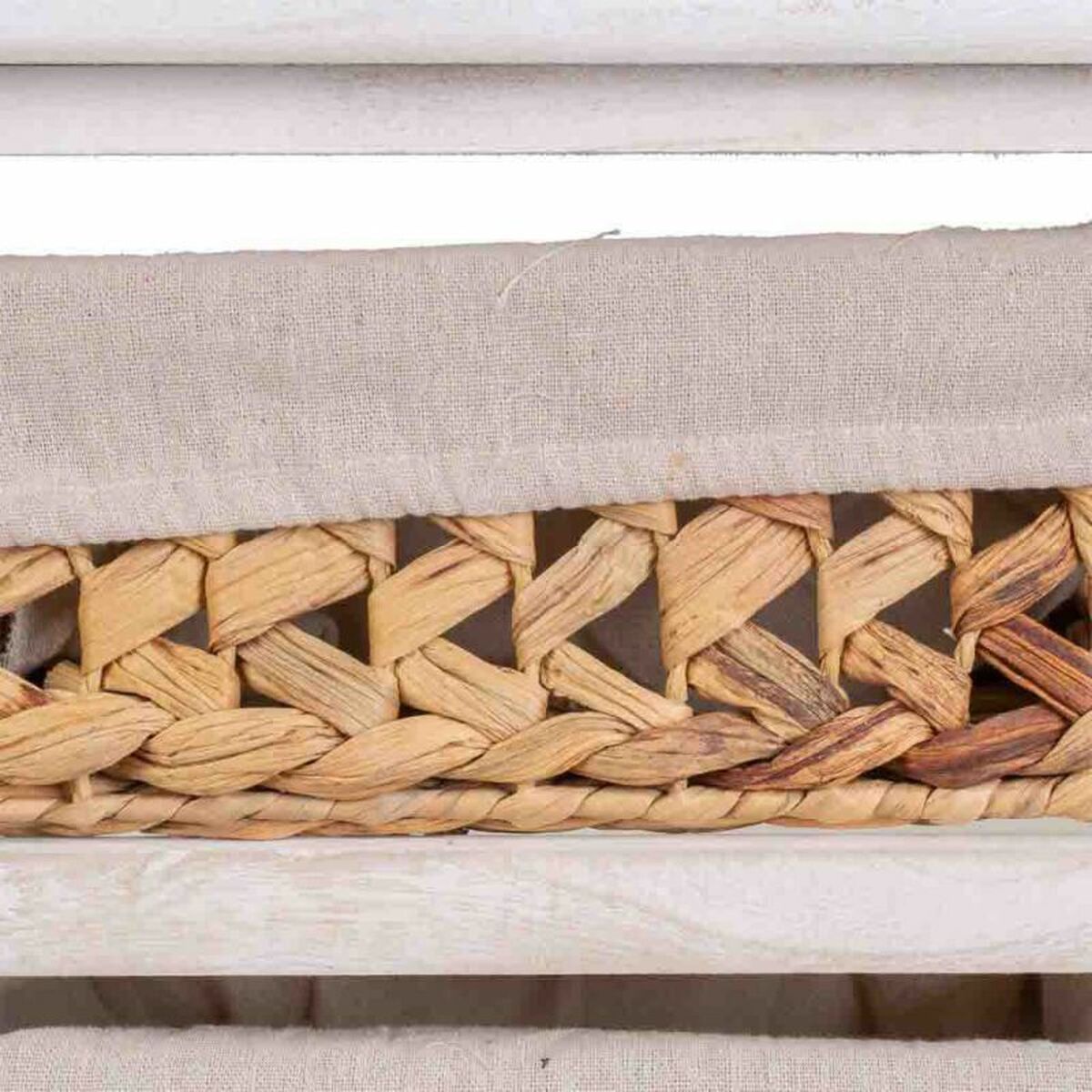 Chest of drawers Alexandra House Living White Cloth Water hyacinth Paolownia wood 25 x 88 x 35 cm-1