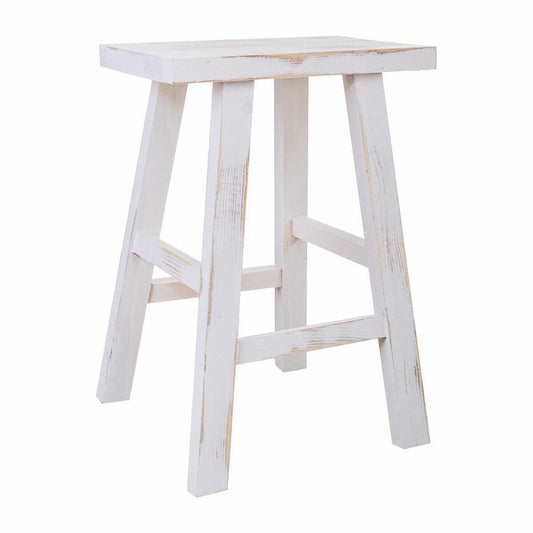 Stool Alexandra House Living White Pinewood 25 x 50 x 35 cm-0