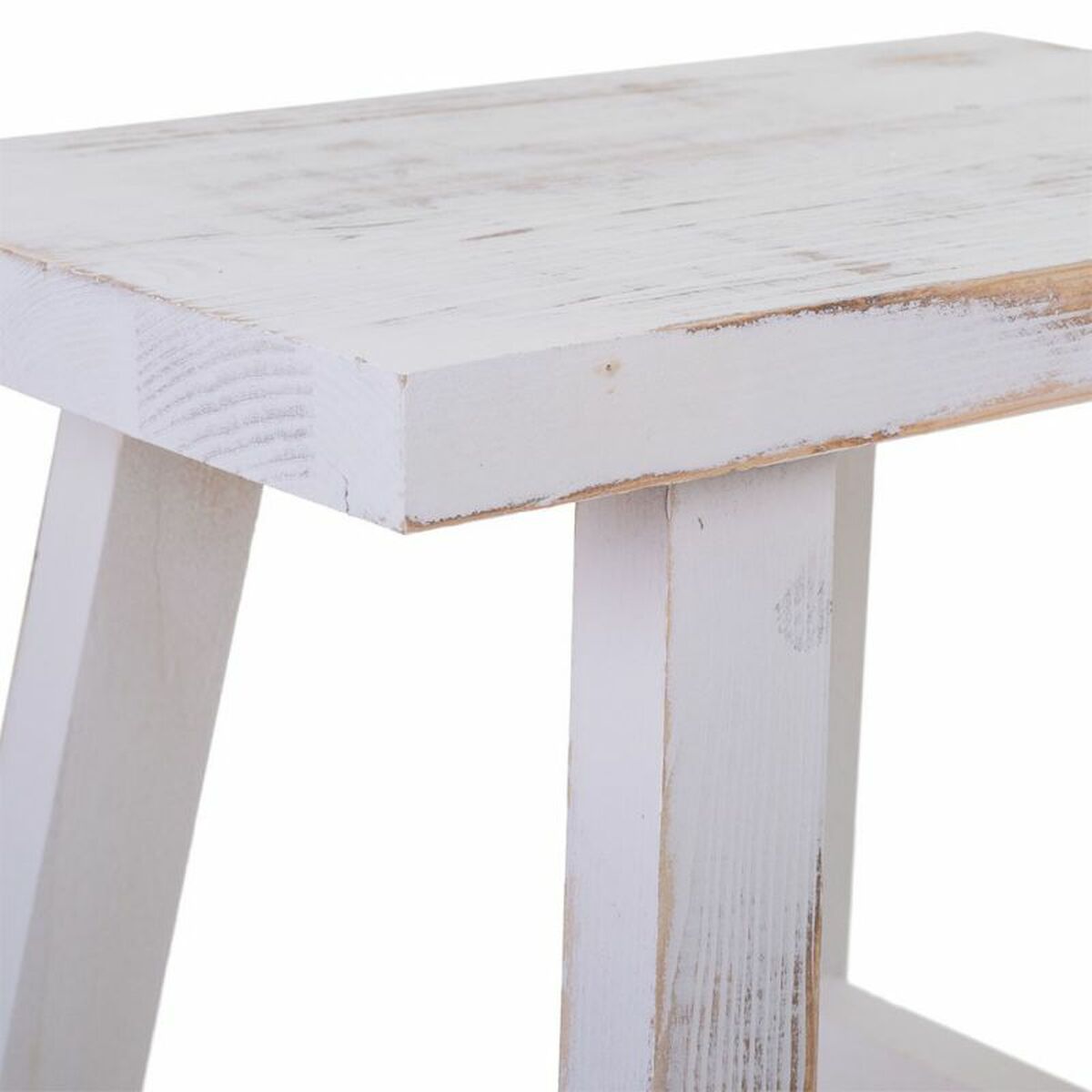 Stool Alexandra House Living White Pinewood 25 x 50 x 35 cm-3